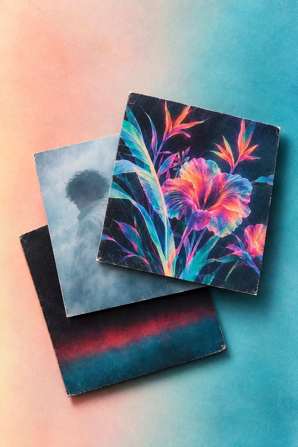 Album cover art and matching band merch from a musician studio